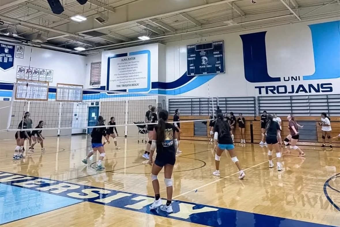 RVA athletes training at University High School in Riverside - Riverside Volleyball Association practice session